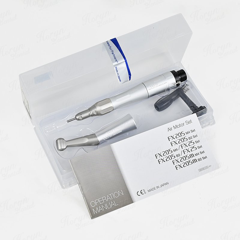 Horyn Dental FX Low Speed Handpiece 2/4Holes Air Motor Kits 1:1 Contra Angle Straight Handpiece for 2.35mm Burs