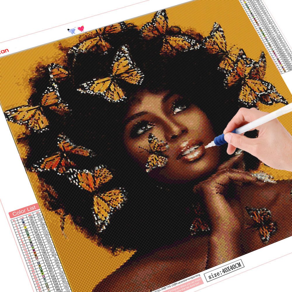 High Quality Diamond Painting Portrait African Woman Embroidery Mosaic Free Hand Canvas Acrylic for Wall Painting