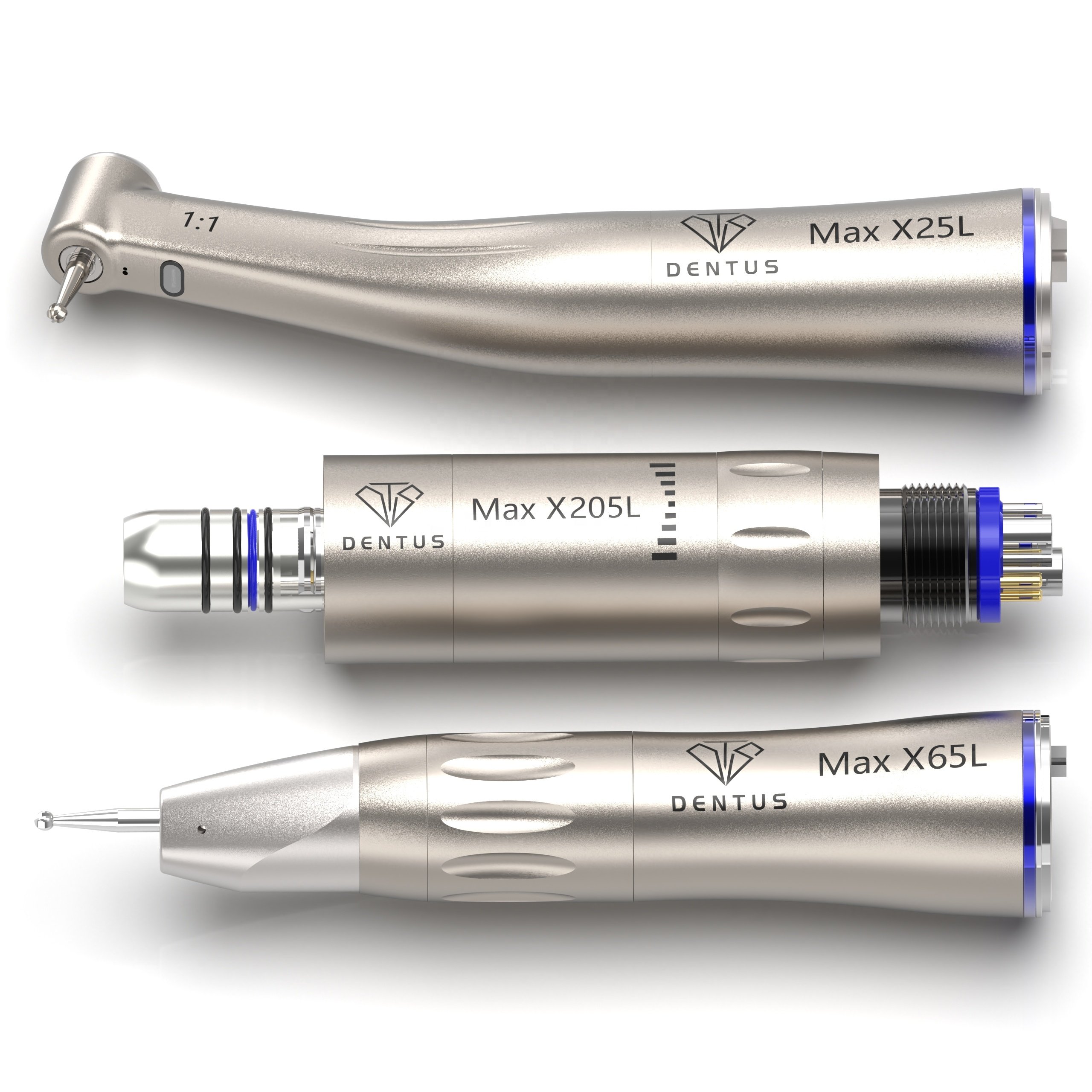 Air Motor X205L-M6-K LED 2/4/6 Hole Kit with 1:1 Straight Internal Water Spray Contra Angle Dental Handpiece