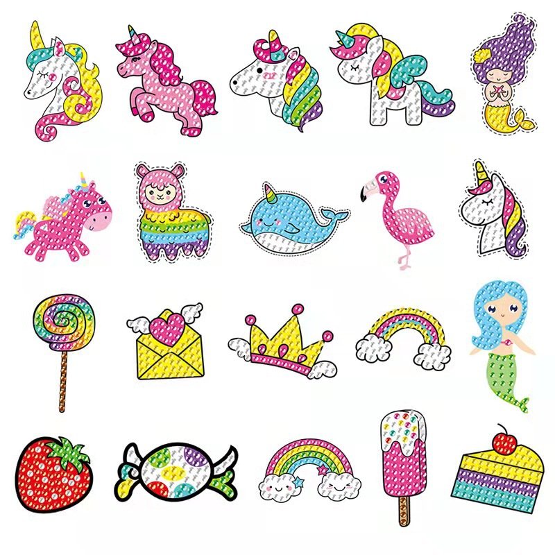 Cartoon mosaic diamond painting stickers DIY craft art kit Gem painting kits for kids unicorn mermaid rhinestones arts