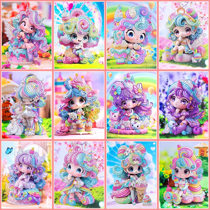 Diamond Painting Kit for Kids DIY Princess 5D Diamond Painting Set with Wooden Frame