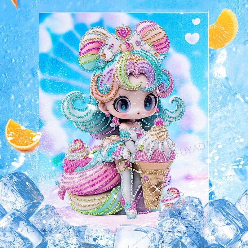 Diamond Painting Kit for Kids DIY Princess 5D Diamond Painting Set with Wooden Frame