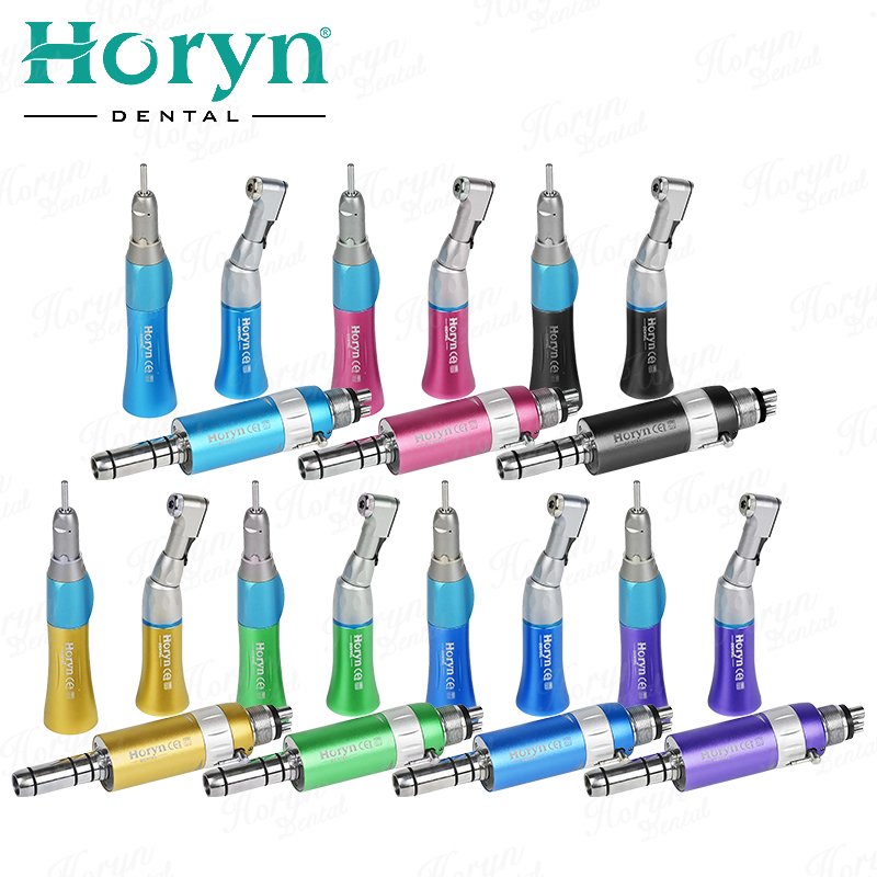 Dental Color Slow Low Speed Handpiece Kit 1:1 Colorful Direct Drive E Type Air Turbine External Water Spray System 2/4 holes