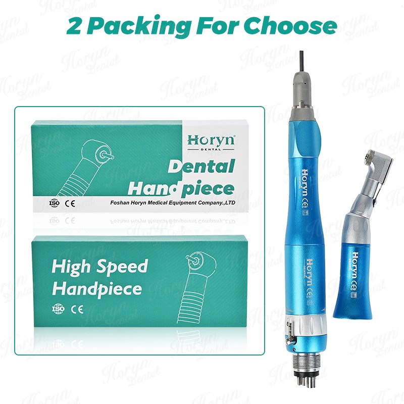 Dental Color Slow Low Speed Handpiece Kit 1:1 Colorful Direct Drive E Type Air Turbine External Water Spray System 2/4 holes