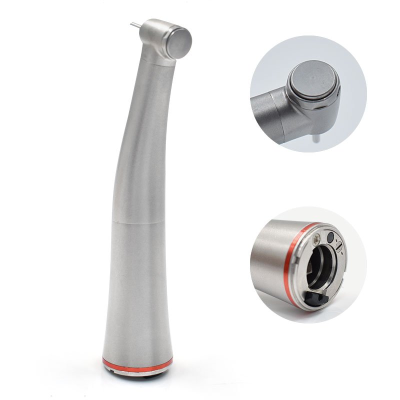 MINI Head LED 1:5 Increase Contra Angle Stainless Body Red Ring Inner Channel Dental Low Speed Contra Angle Handpiece Supplier