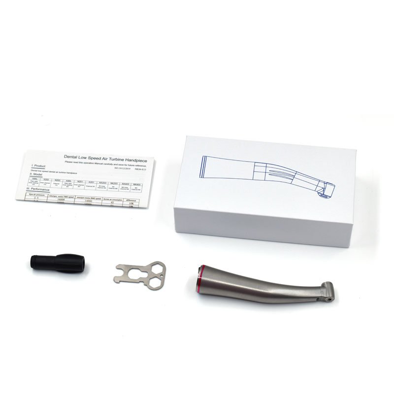 MINI Head LED 1:5 Increase Contra Angle Stainless Body Red Ring Inner Channel Dental Low Speed Contra Angle Handpiece Supplier