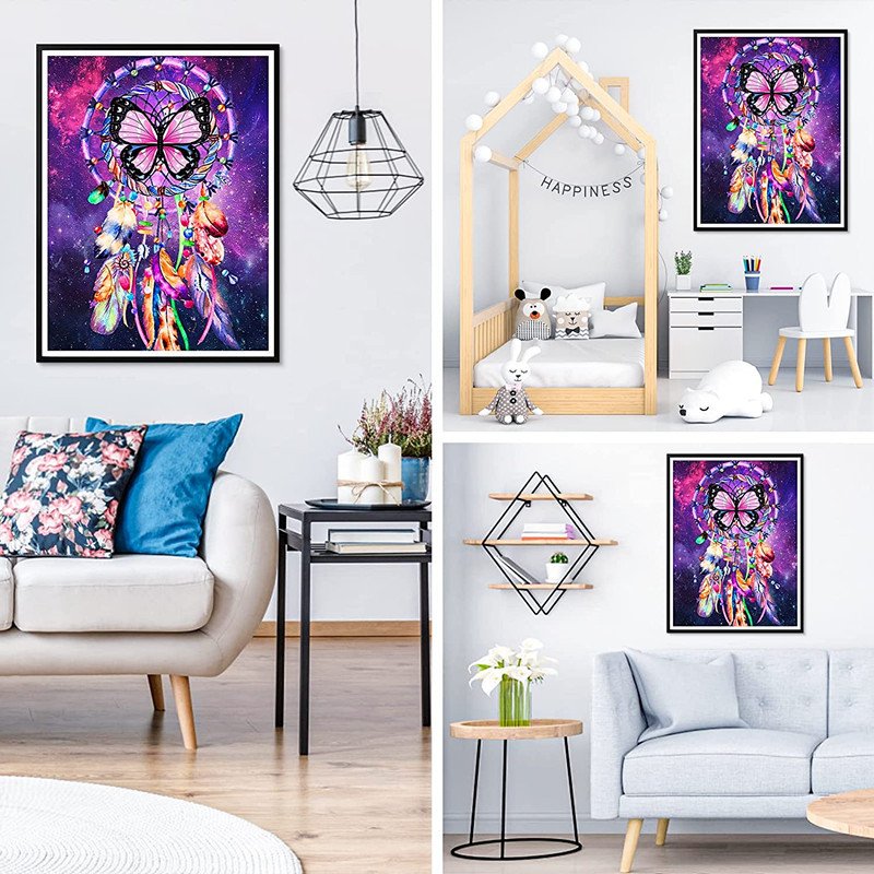 30*40cm Handpainted Diamond Painting New Shaped Phoenix Feather Butterfly Kids Living Room Soft Hanging Portrait Acrylic Crystal