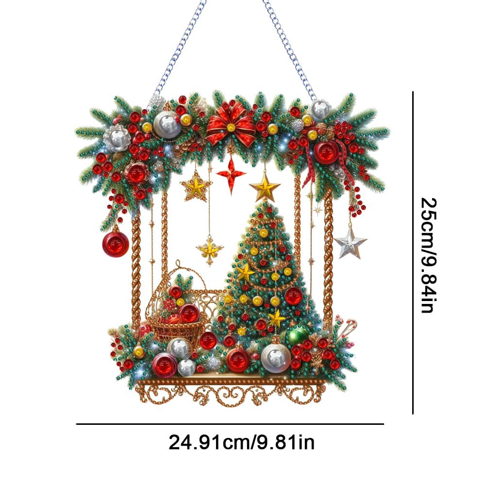 DIY 5D Handpainted Diamond Painting Pendant Christmas Tree Special Shaped Diamond Home Decor Irregular Hanging Ornament