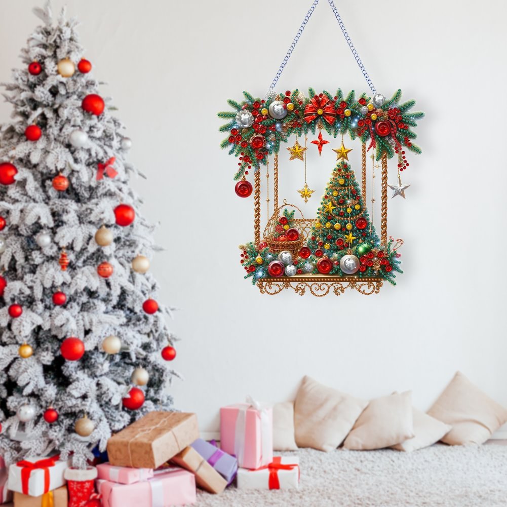 DIY 5D Handpainted Diamond Painting Pendant Christmas Tree Special Shaped Diamond Home Decor Irregular Hanging Ornament