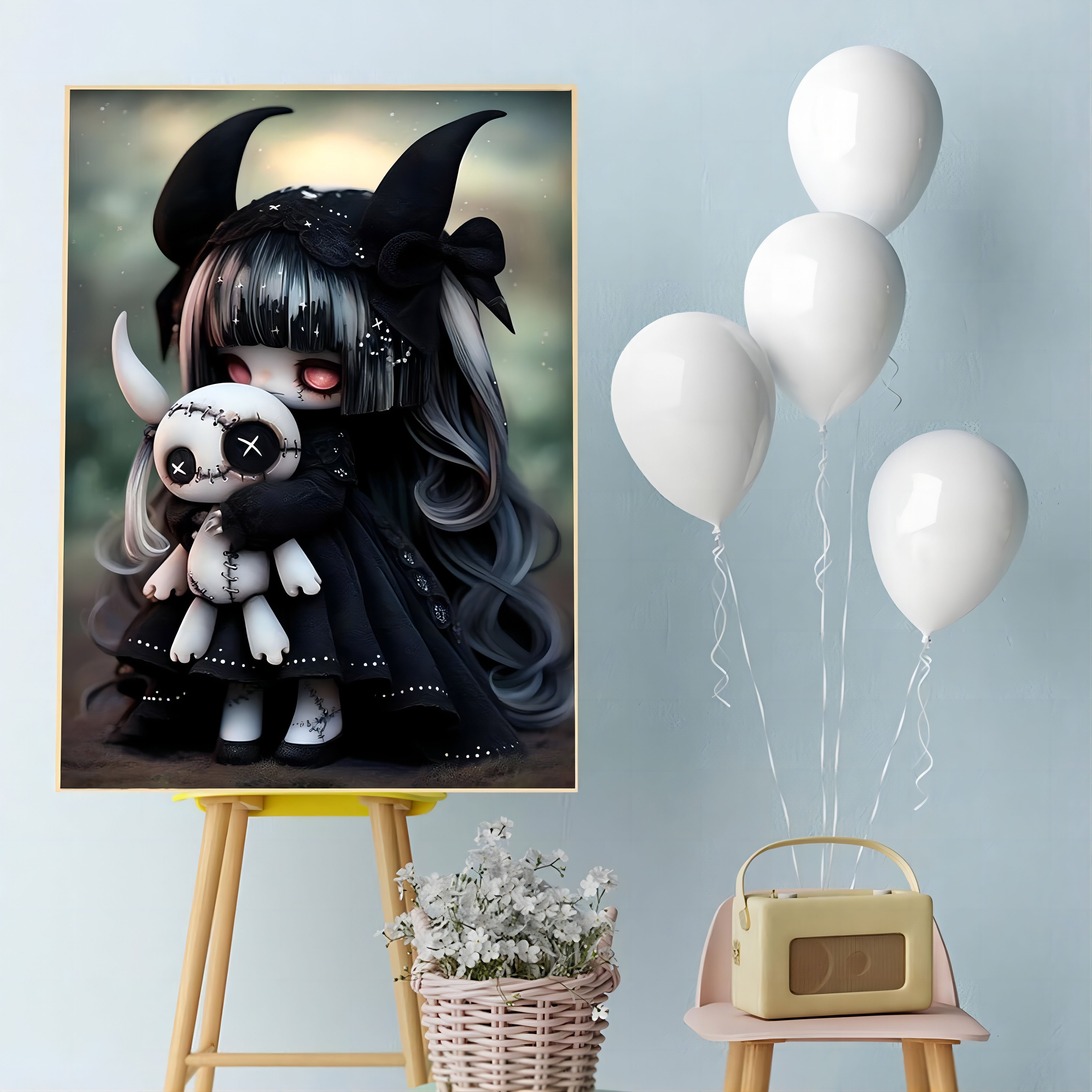 Dark Doll Diamond Painting Stitching Doll Diamond Painting Black Girl Diamond Painting 30*40cm