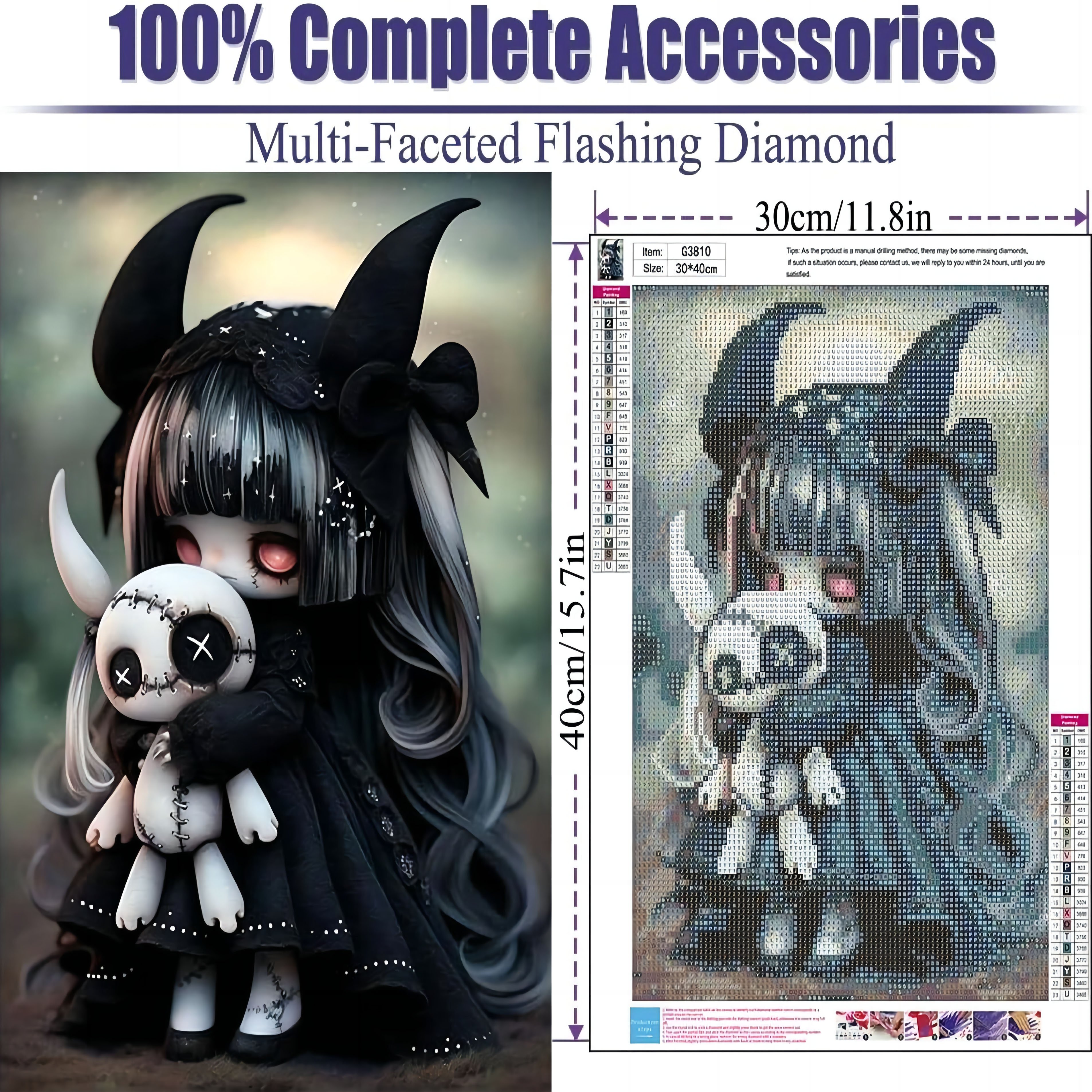 Dark Doll Diamond Painting Stitching Doll Diamond Painting Black Girl Diamond Painting 30*40cm