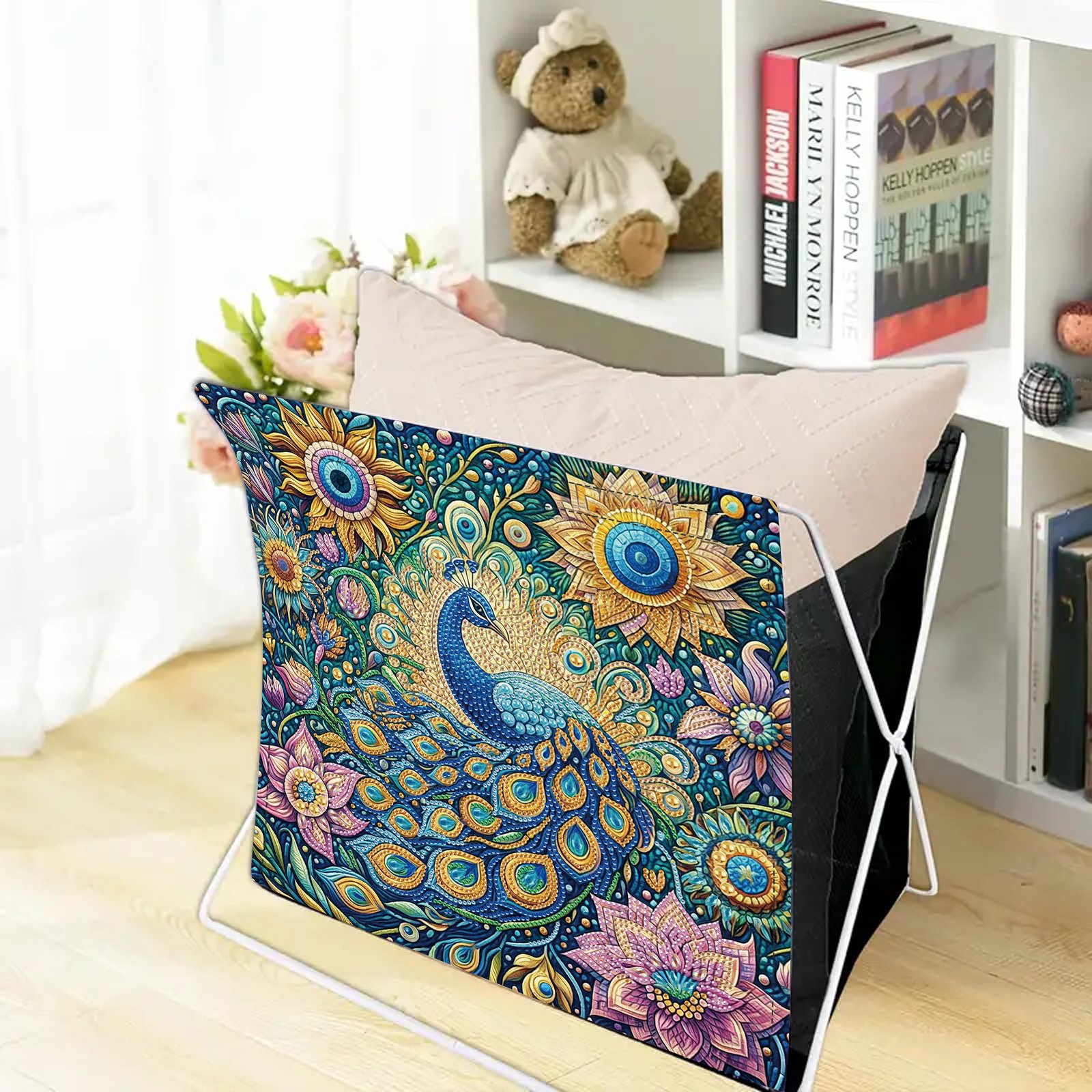 big size diamond painting DIY craft peacock design storage case