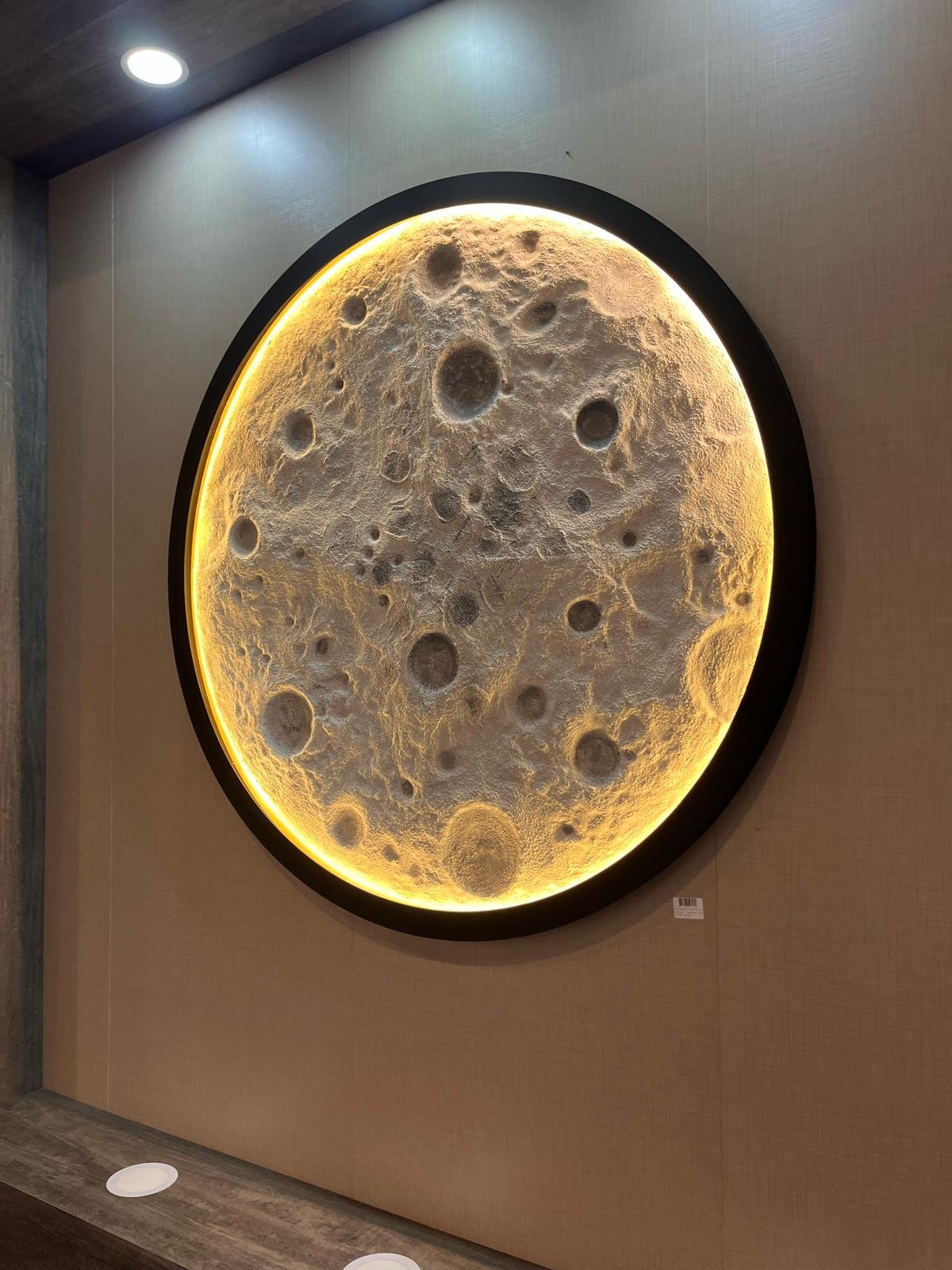 Handmade Oil Painting 3D Texture Moon Custom Colors Led Lightning for Hotel Living Room Wall Decor