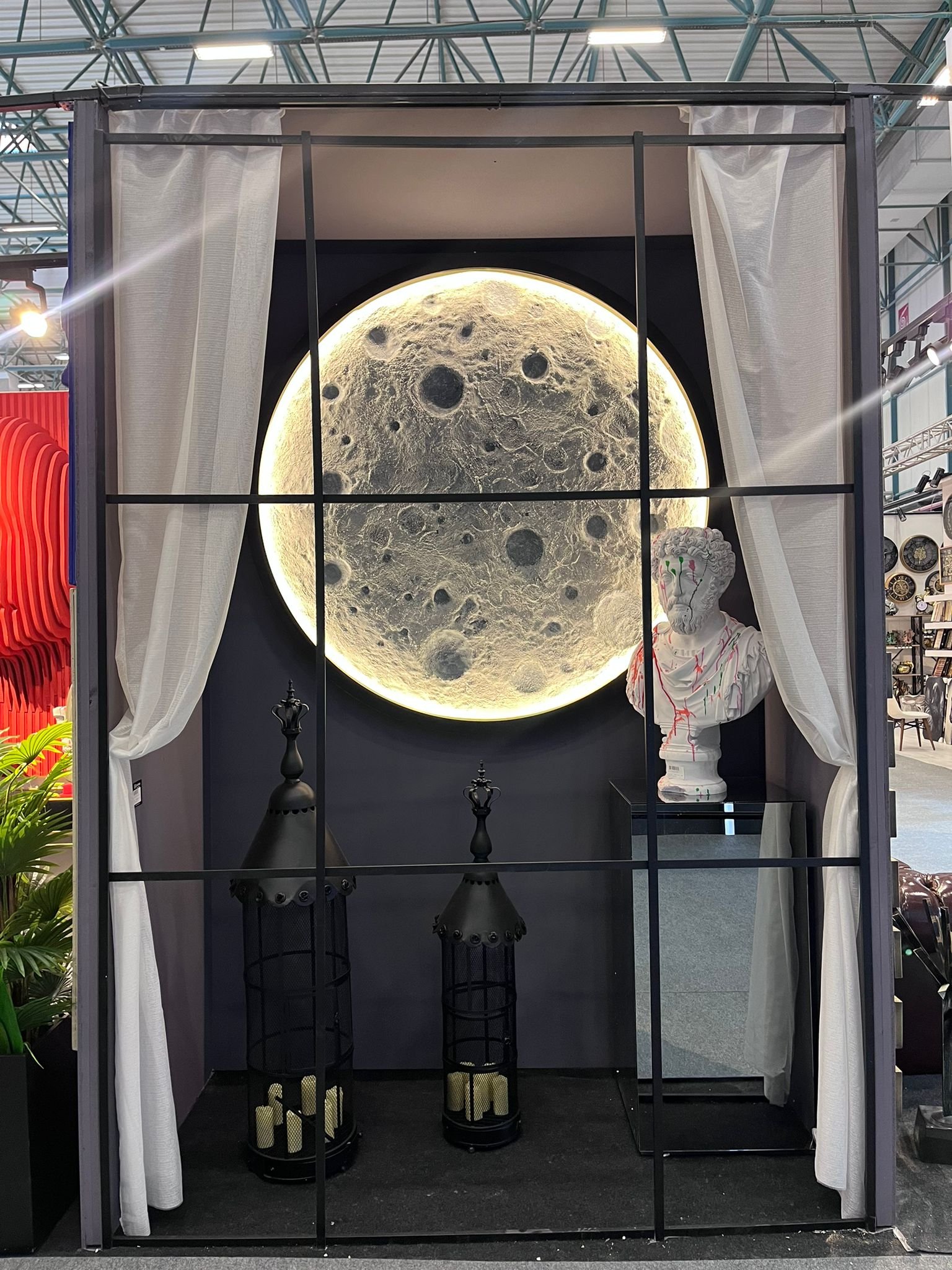 Handmade Oil Painting 3D Texture Moon Custom Colors Led Lightning for Hotel Living Room Wall Decor