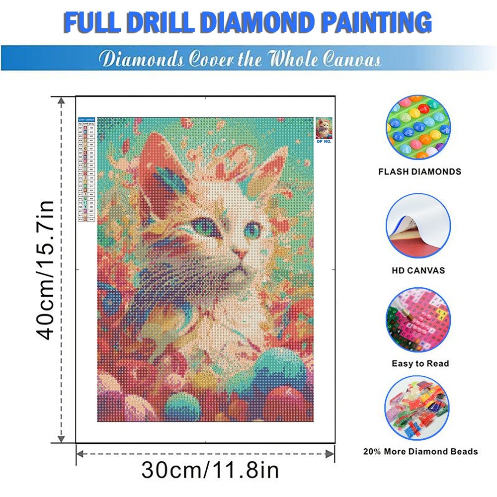 5D DIY Diamond Painting Cartoon Animal Cat Full Square/Round Mosaic Rainbow Flower 5D DIY Paintings For Interior