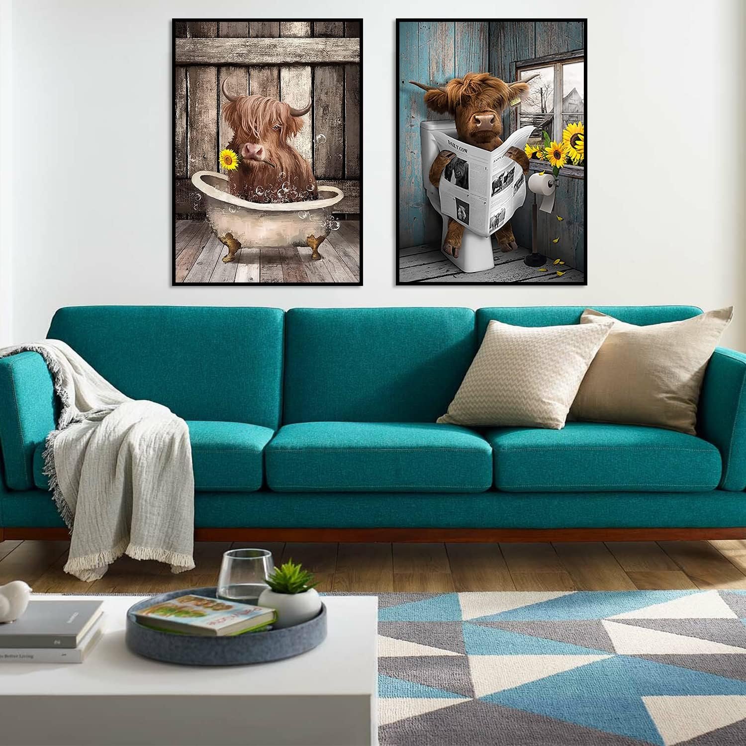 Fashion Newspaper Yak Diamond Painting Cartoon Yellow Bull Animal painting Series Decorative Mural paintings and wall arts