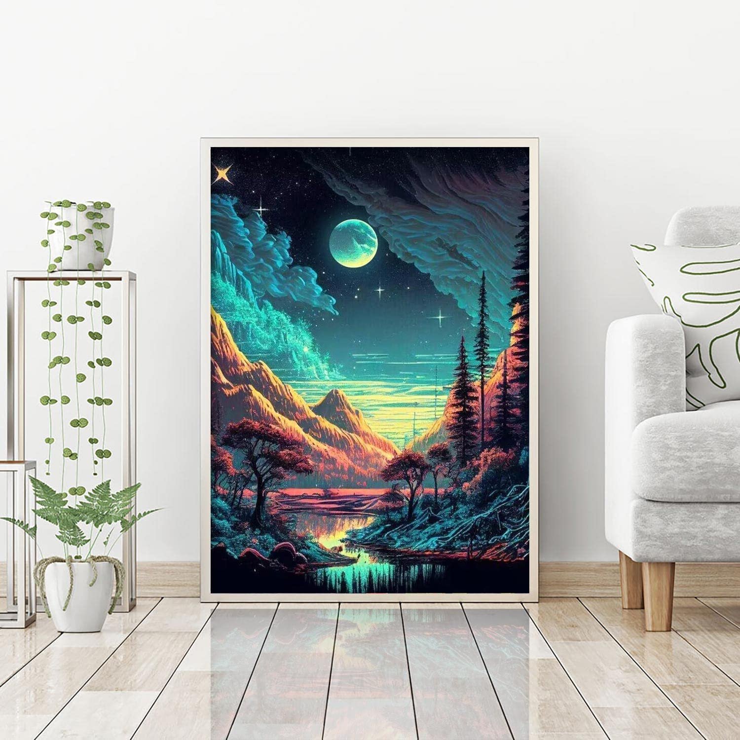 Moon Diamond Painting Kits for Adults, DIY Full Drill Diamond Dots Rhinestone Diamond Arts Kits for Home Wall Decor Gift