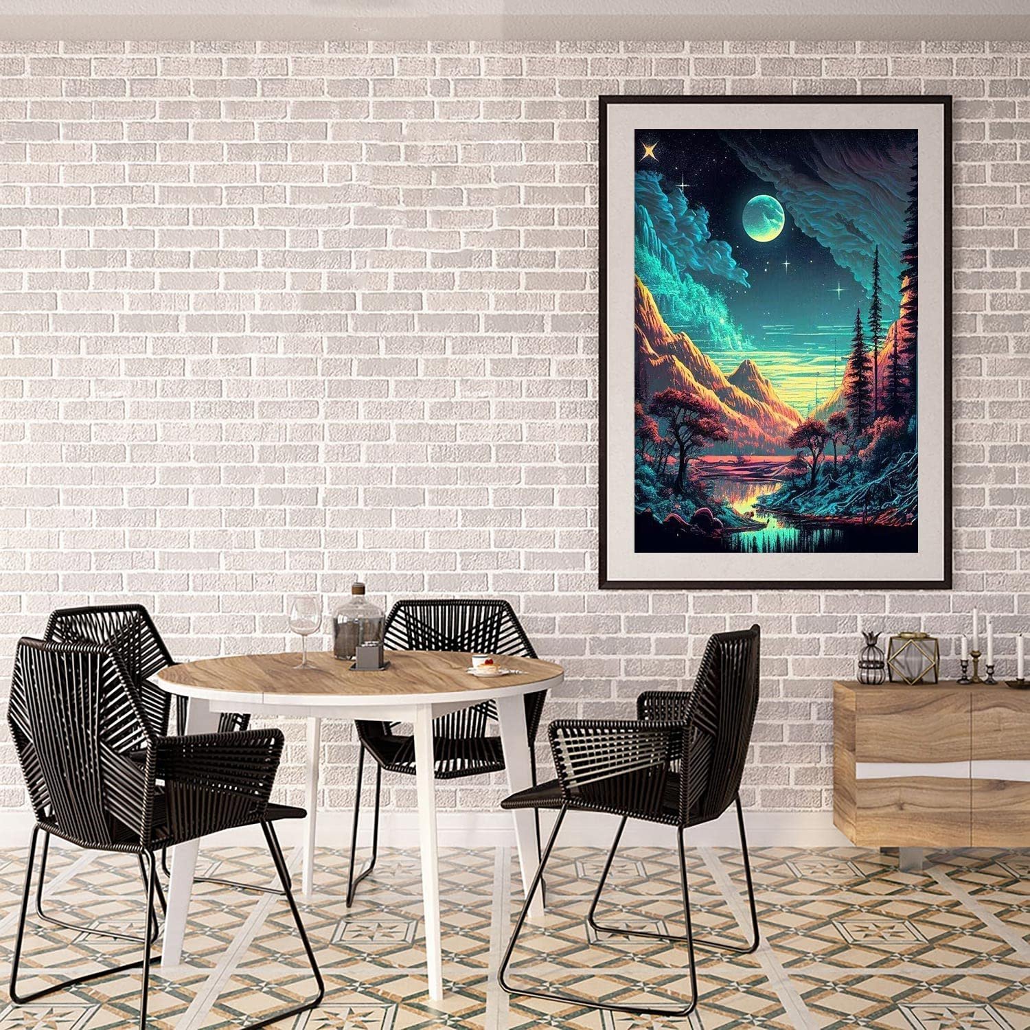 Moon Diamond Painting Kits for Adults, DIY Full Drill Diamond Dots Rhinestone Diamond Arts Kits for Home Wall Decor Gift