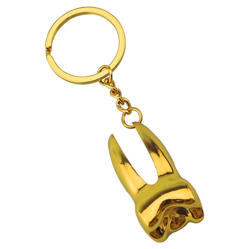 New Style Mini Keychain Metal Tray Dentist Gift Keyring Silver Dental Clinic Forceps Mirror Handpiece