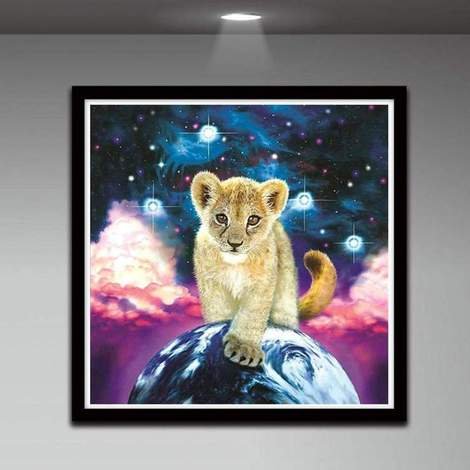 G-42 Birthday Gift Factory Supply Printed Canvas Tiger Square Crystal Beads 5D Diamond Painting