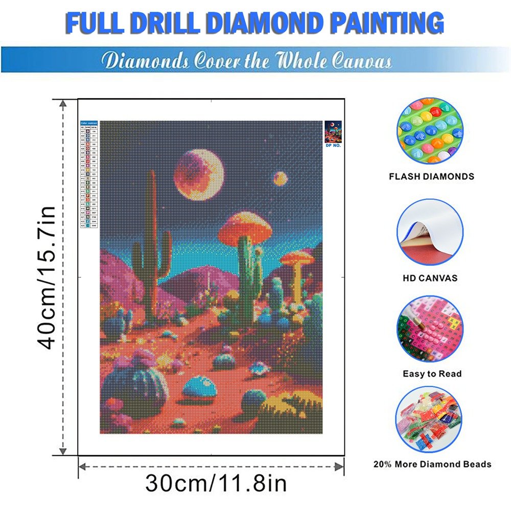 DIY 5D Diamond Painting Dream Landscape Star Mushroom Moon Desert Cactus Art Mosaic Dream Castle Wall Art