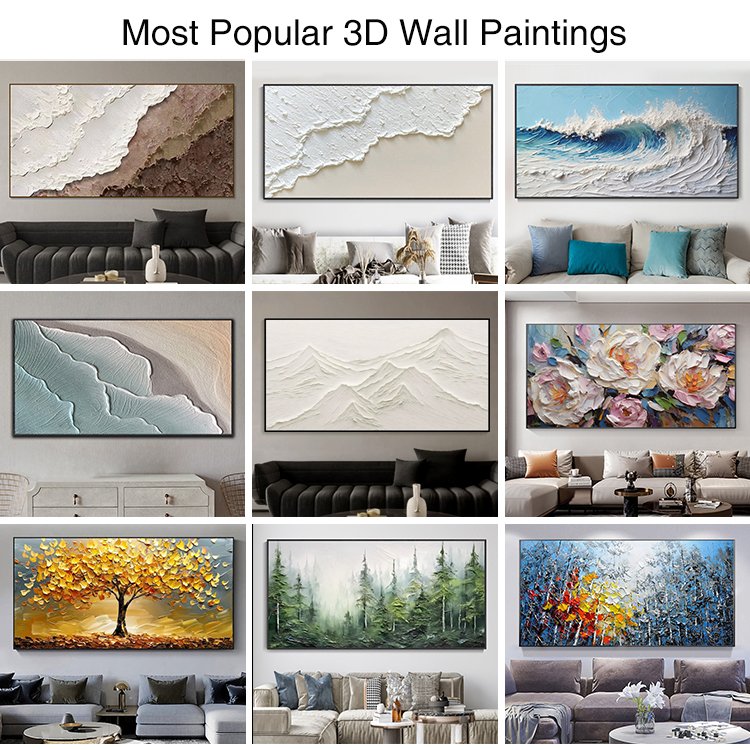 Living Room Handmade Acrylic Contemporary Textured 3D Wall Art Decor Landscape Golden Tree Painting