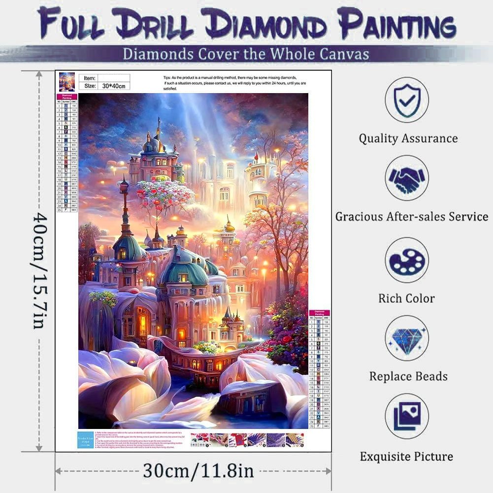 DIY Full Diamond Painting Kit, Adult DIY 5D Cartoon Dream Castle Art Diamond Painting Kit for Home Wall Entrance Decoration