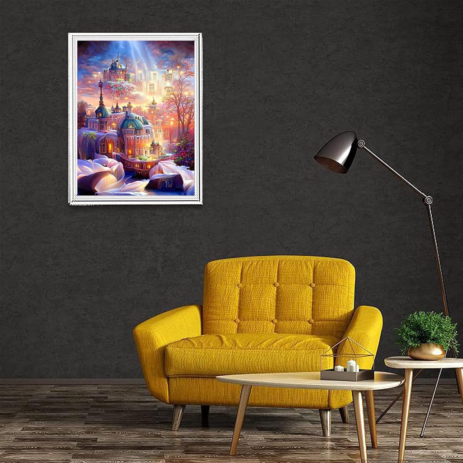 DIY Full Diamond Painting Kit, Adult DIY 5D Cartoon Dream Castle Art Diamond Painting Kit for Home Wall Entrance Decoration