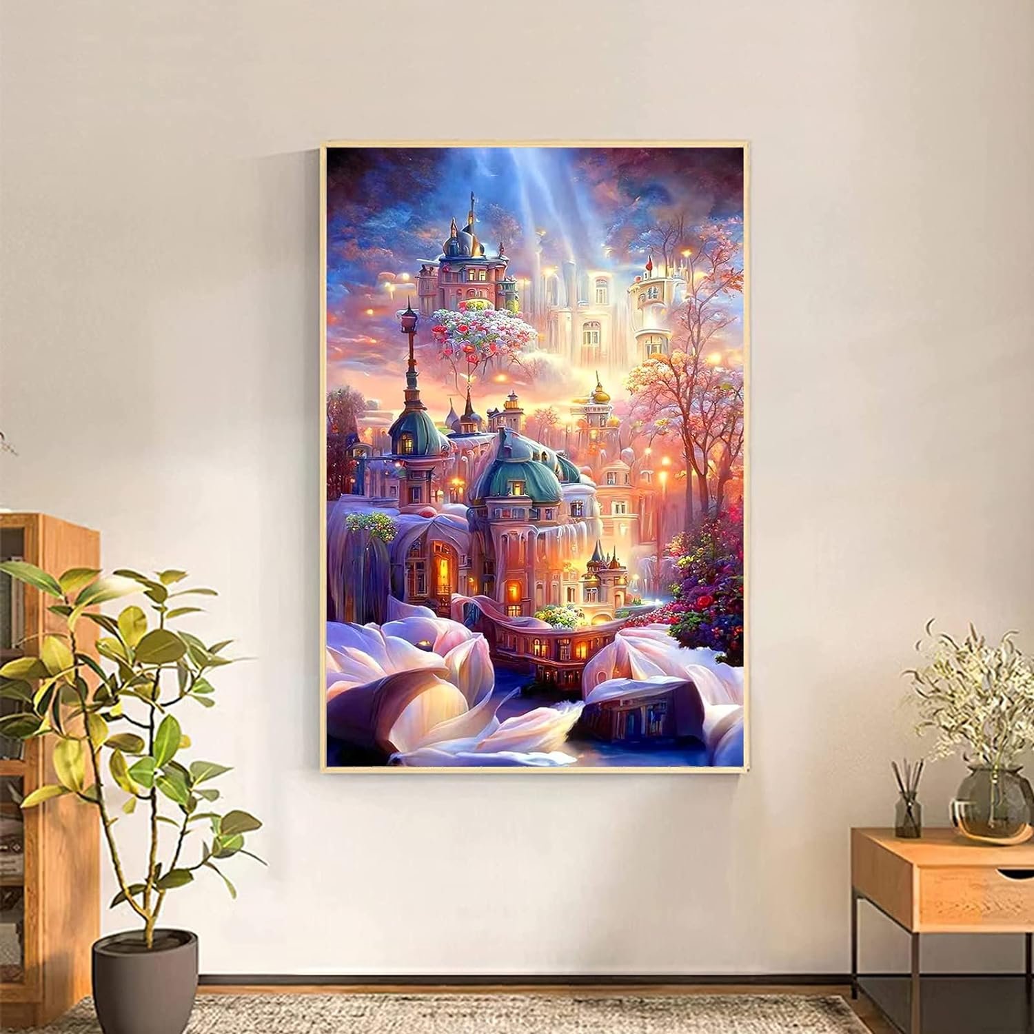 DIY Full Diamond Painting Kit, Adult DIY 5D Cartoon Dream Castle Art Diamond Painting Kit for Home Wall Entrance Decoration