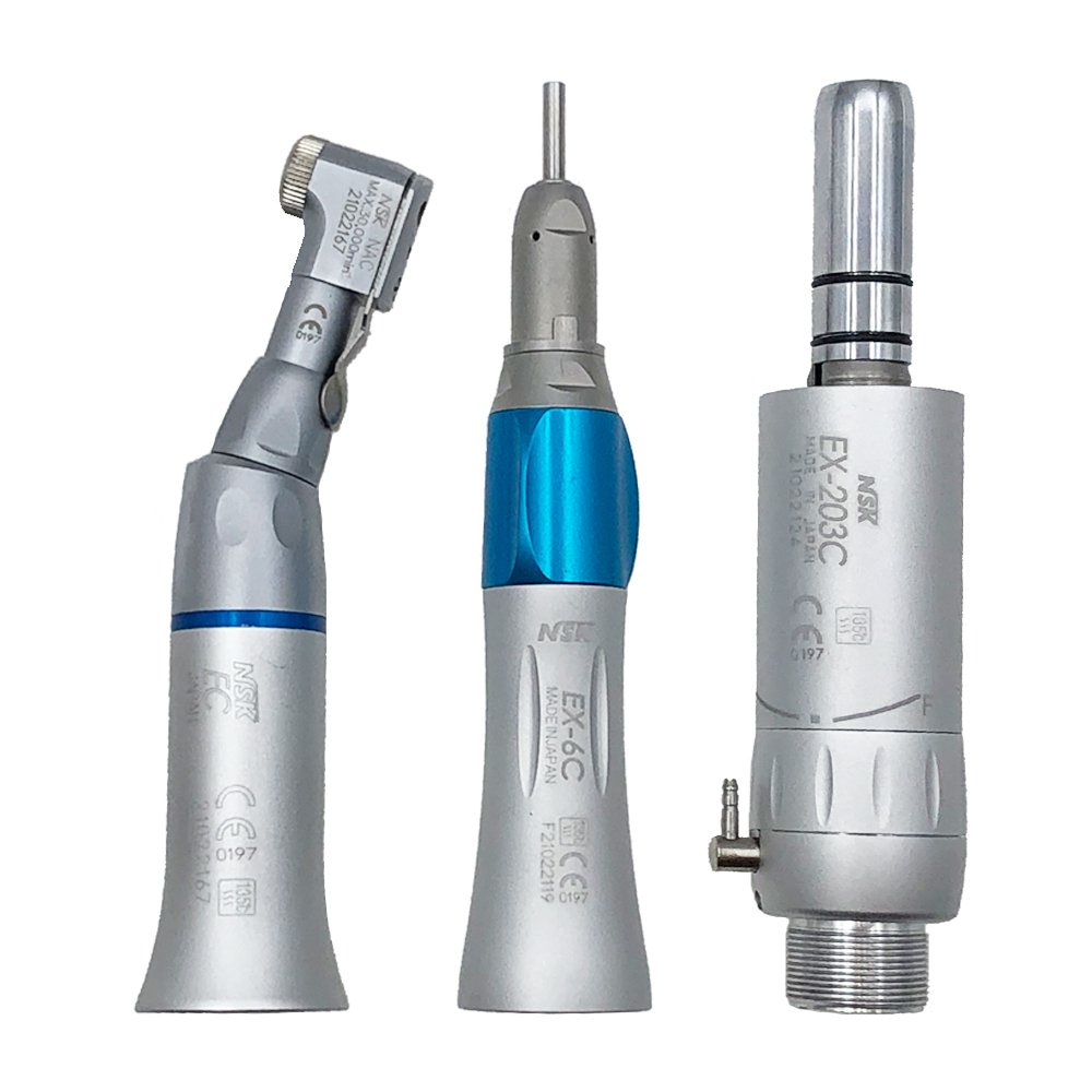 Dental High and Low Speed Air Turbine Handpiece Kit 2pcs Pana Max1 Push Button Handpiece+203C Set Contra Angle Motor Straight
