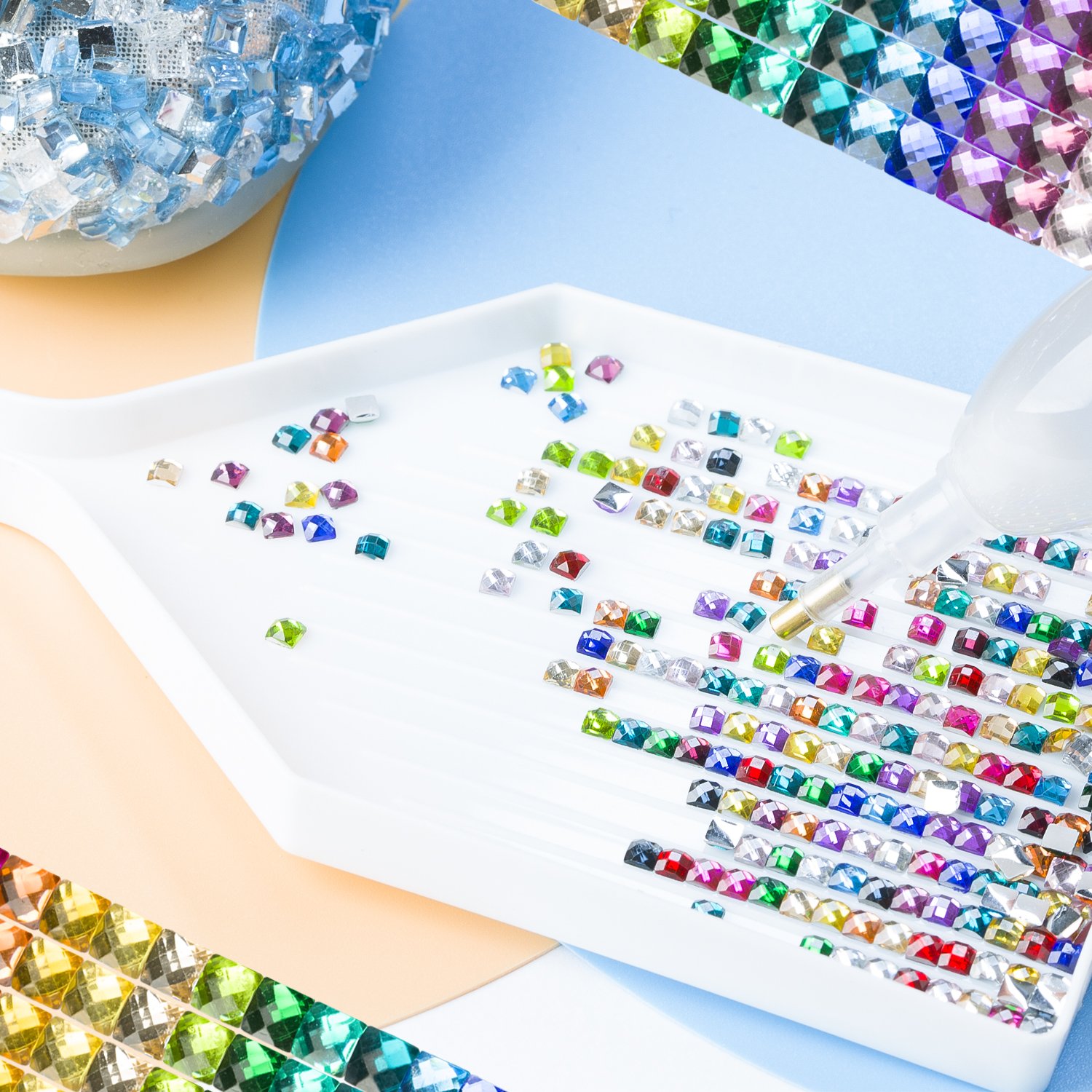 R-06 Sparkling Mosaic Art Beads 2.5mm Shiny Resinstone Diamond Painting Square Crystal Drills