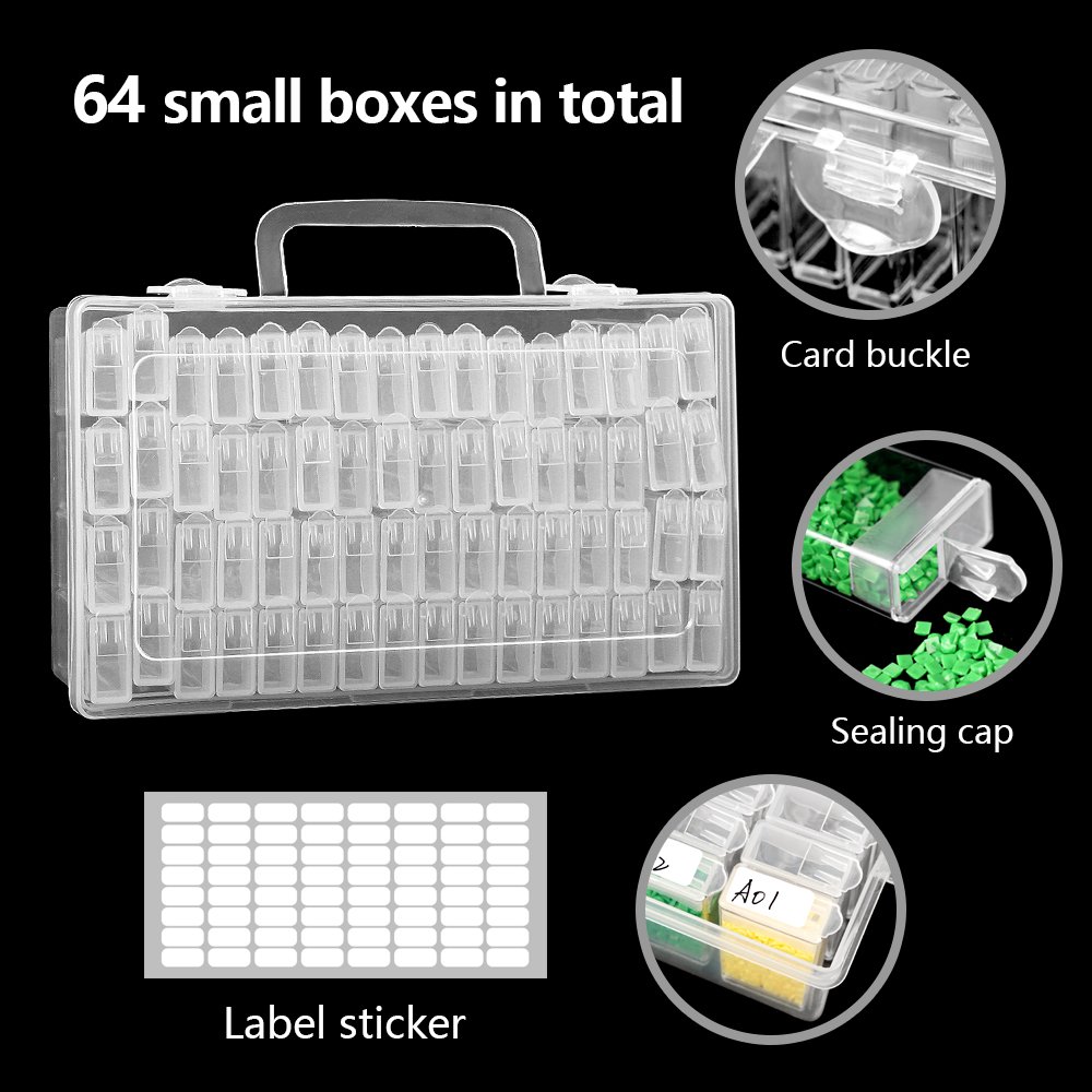 Factory Price 64 Grid Diamonds And Beads Storage Box Diamond Painting Accessories Tool Plastic Storage Container Rice Grid