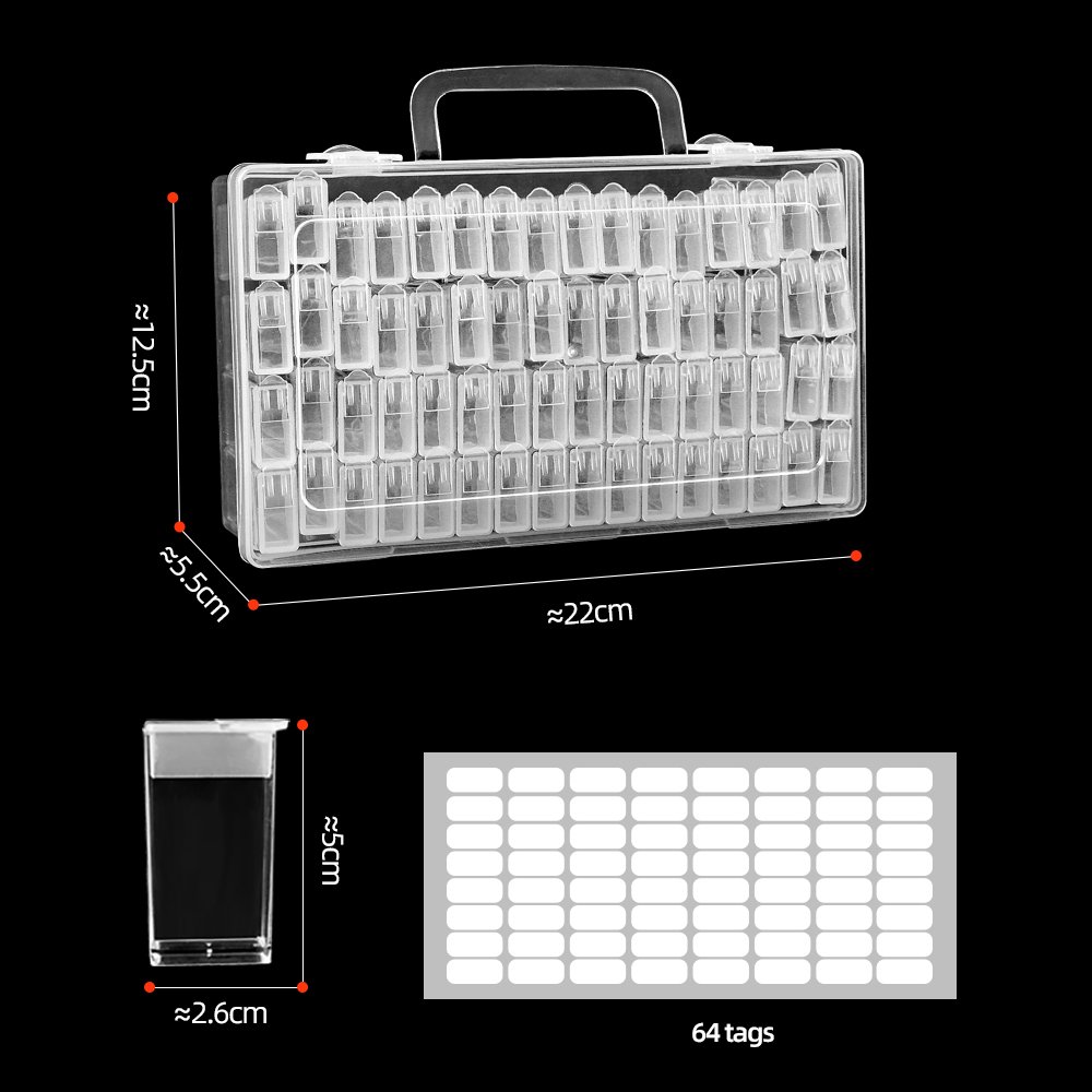 Factory Price 64 Grid Diamonds And Beads Storage Box Diamond Painting Accessories Tool Plastic Storage Container Rice Grid