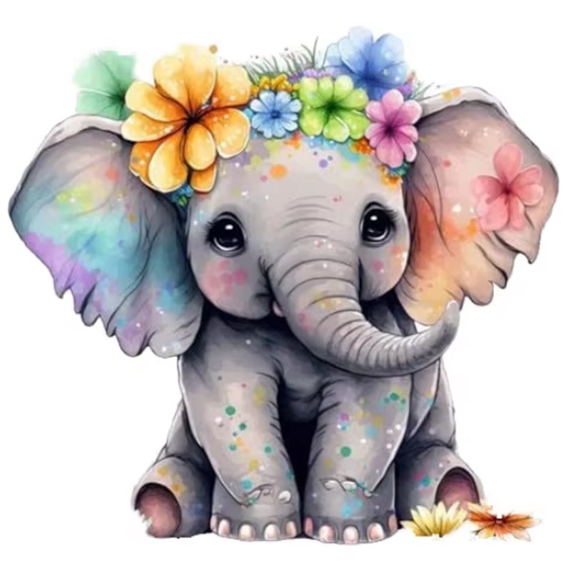 Cartoon elephant diamond painting kit diy diamond dots puzzles crystal art wall painting for home dec.