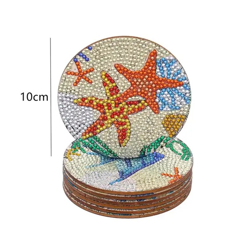 6.7 Diamond Painting Coasters Kit Diamond Painting Coasters with Holder 5D Ocean DIY Diamond Art Coasters
