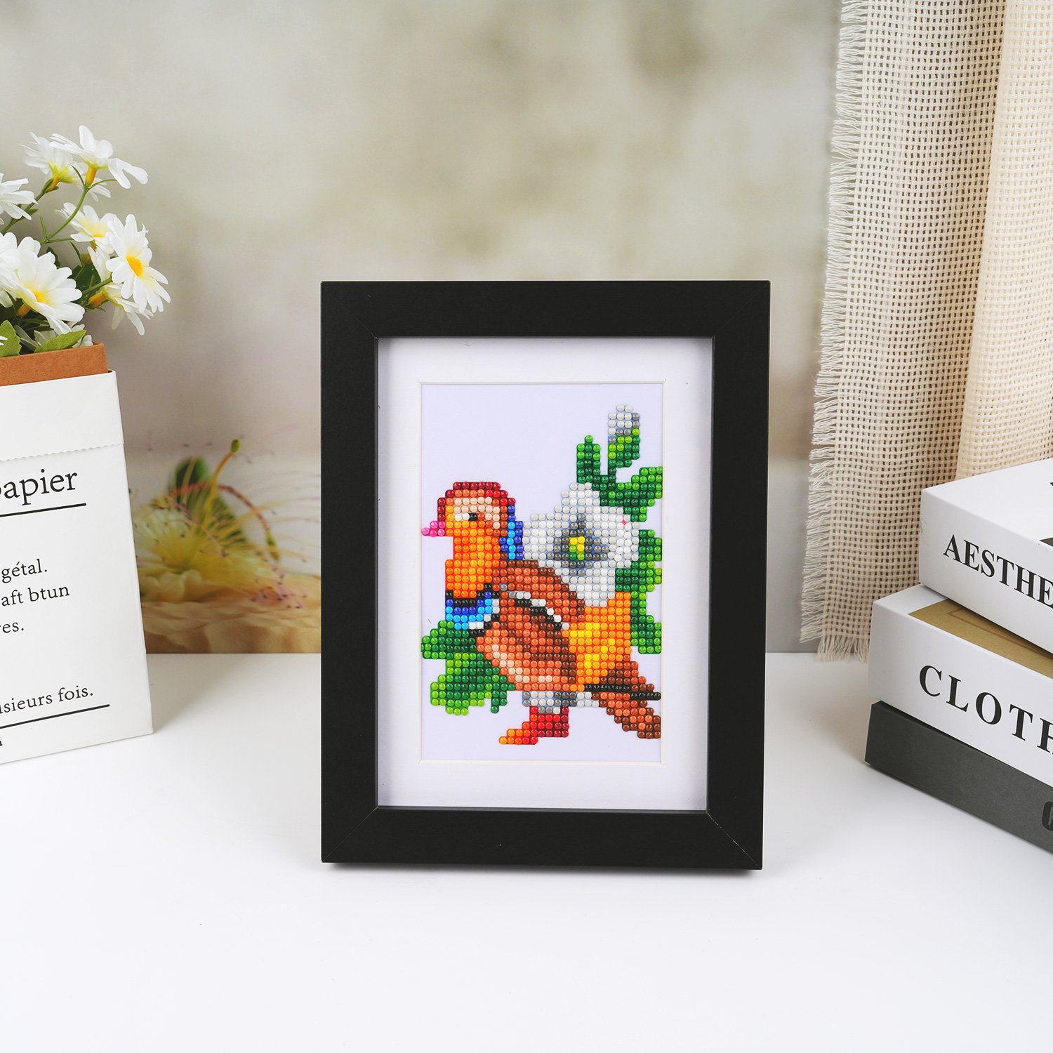 Diy 8-Piece Mini Diamond Painting Bird Collection Parrots Exquisite Frame Diamond Painting Kits