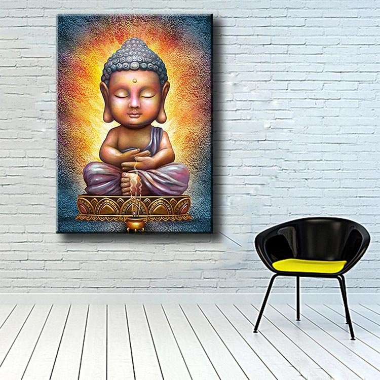 Ever Moment Diamond Painting Buddha Statue Flower Decoration Cross Stitch Handmade Full Square Drill Diamond Embroidery S2F2473