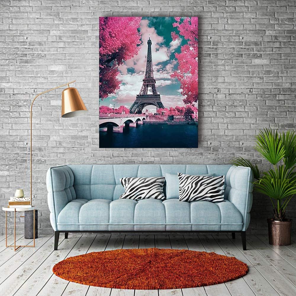 Peinture au Diamant 5D Tour Eiffel DIY Trousse Exercice Complet Broderie Strass Artisanat d'art Toile Pour Decoration murale