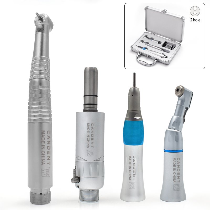 Dental Standard LED High Speed Low Speed Handpiece Kit Student Handpiece Kits EX203C Contra Angle Straight Air Motor 2/4 Hole