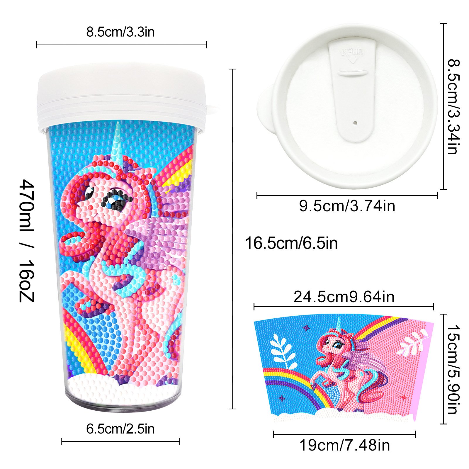 DIY diamond painting crafts Crystal Rhinestones Diamond Art water cup Diamond painting handicraft sticker drink bottle