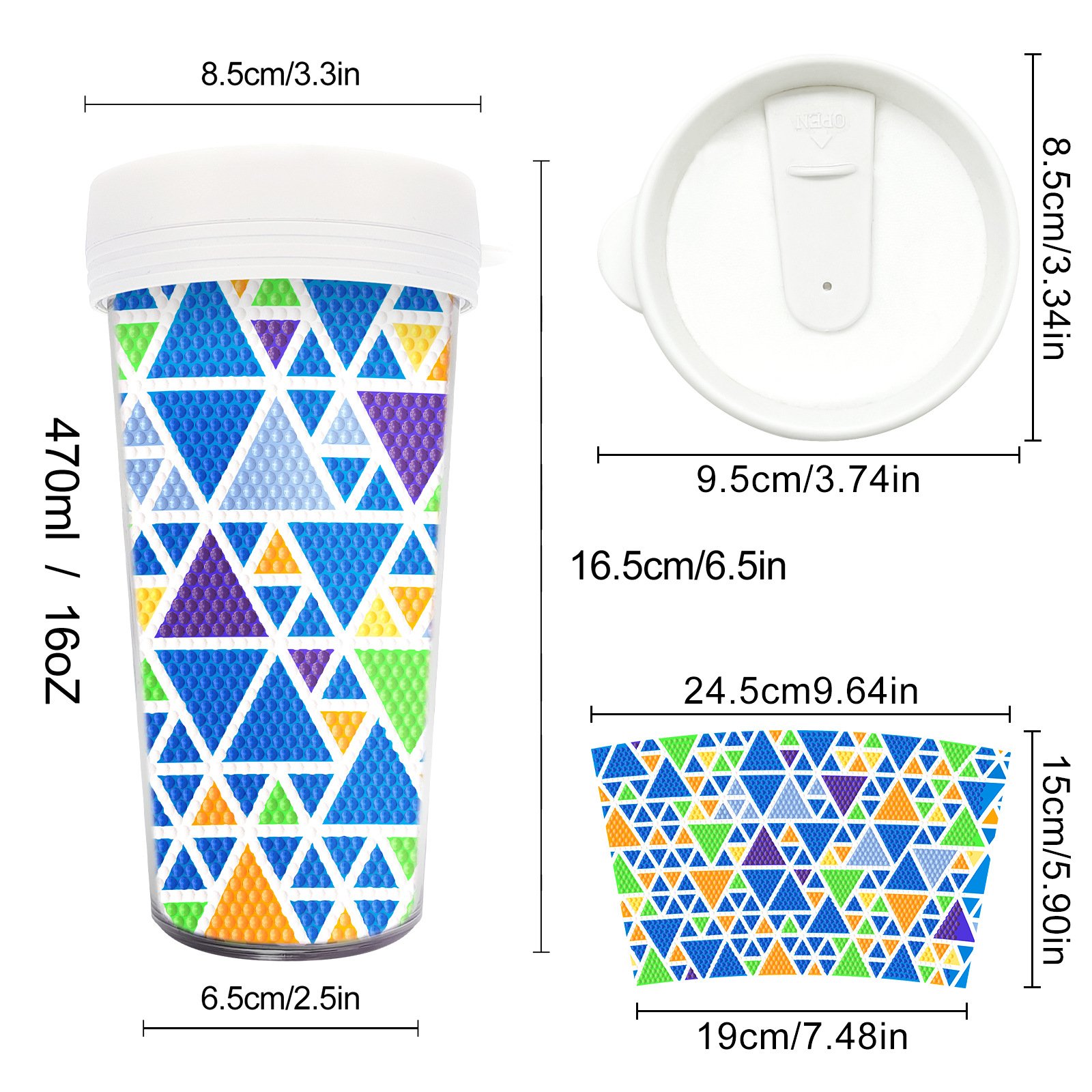 DIY diamond painting crafts Crystal Rhinestones Diamond Art water cup Diamond painting handicraft sticker drink bottle