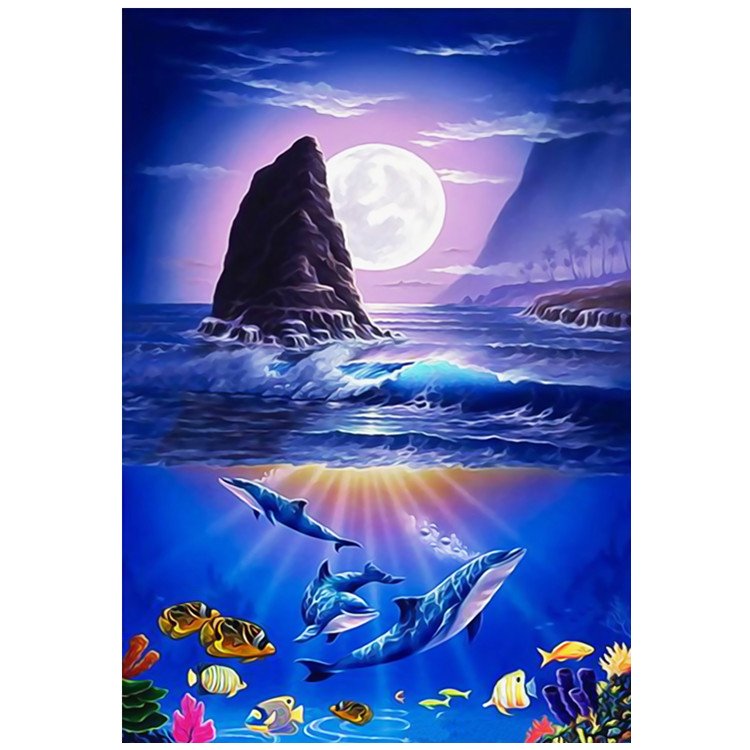 Hot wholesale diamond painting Diamond painting kit Underwater World Dolphin home decoration 5D diamond painting