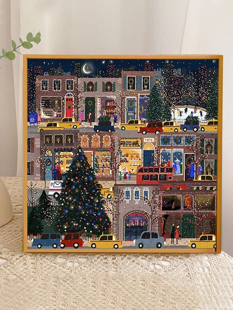 Diamond painting full of diamond landscape cartoon Christmas street night scene bedroom room living room dining room