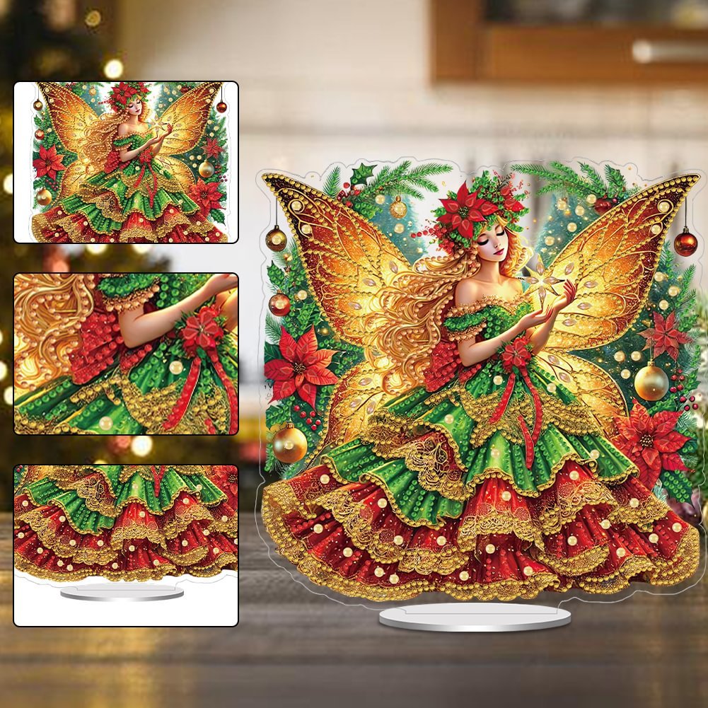 Special Shaped 5D Acrylic Christmas Decor Diamond Painting Desk Ornament DIY Butterfly Princess Irregular Diamond Tabletop Decor