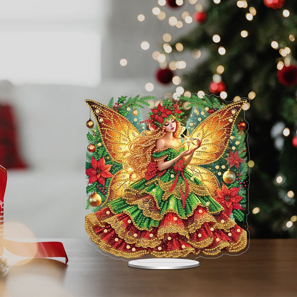 Special Shaped 5D Acrylic Christmas Decor Diamond Painting Desk Ornament DIY Butterfly Princess Irregular Diamond Tabletop Decor