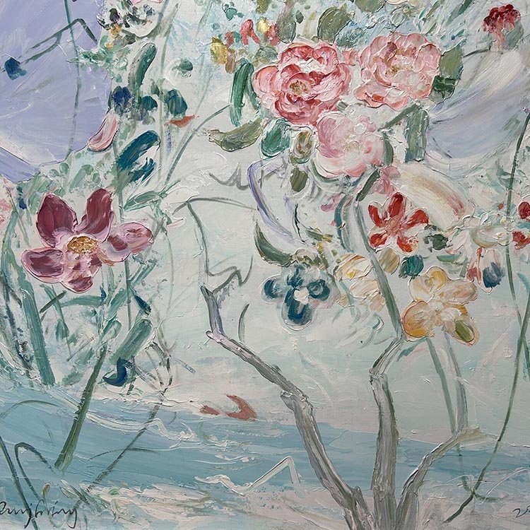 Wholesale 100% Hand Painted Living Room Home Decor Gift Abstract Flower Colorful modern decoration flower oil painting 110X150CM
