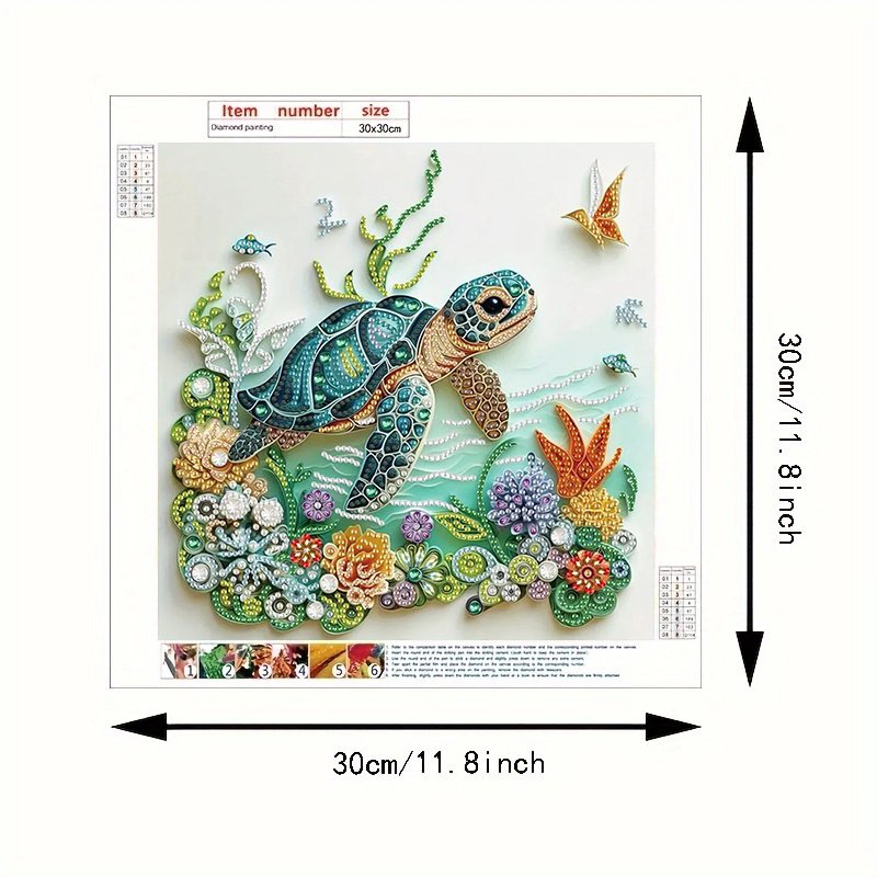 1PC 5D Handpainted Diamond Painting Wall Decor DIY Sea Turtle Special Shaped Acrylic Diamond Painting