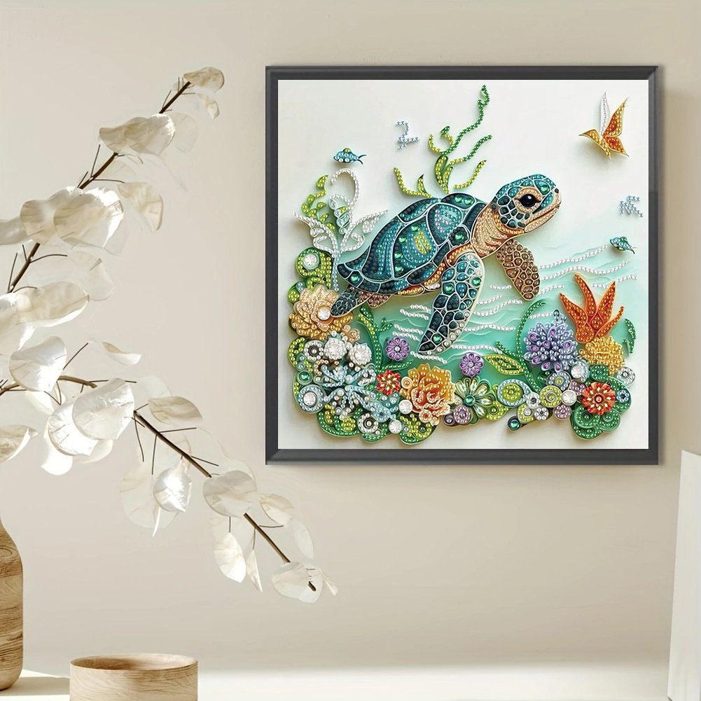 1PC 5D Handpainted Diamond Painting Wall Decor DIY Sea Turtle Special Shaped Acrylic Diamond Painting