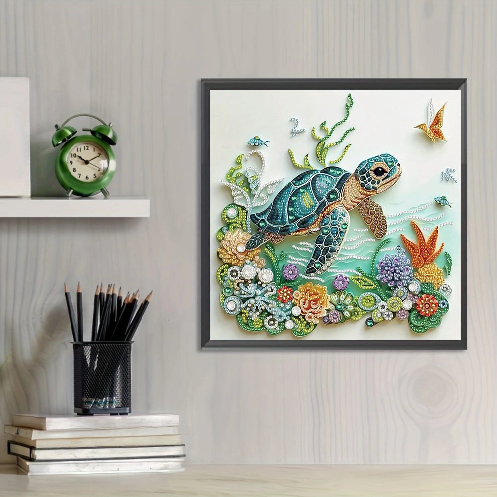1PC 5D Handpainted Diamond Painting Wall Decor DIY Sea Turtle Special Shaped Acrylic Diamond Painting