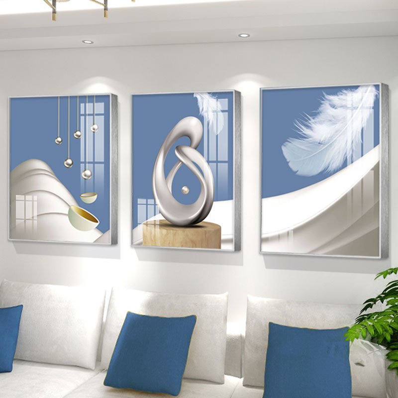 Simple background wall decorative painting living room abstract wall art crystal porcelain with diamonds mural bedroom wall art